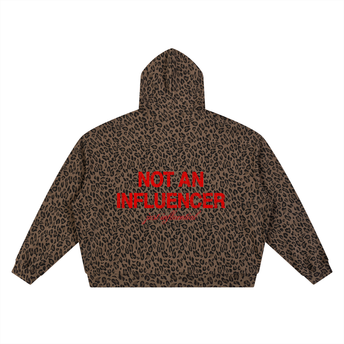 Leopard and Red Waffle Zip Up Hoodie