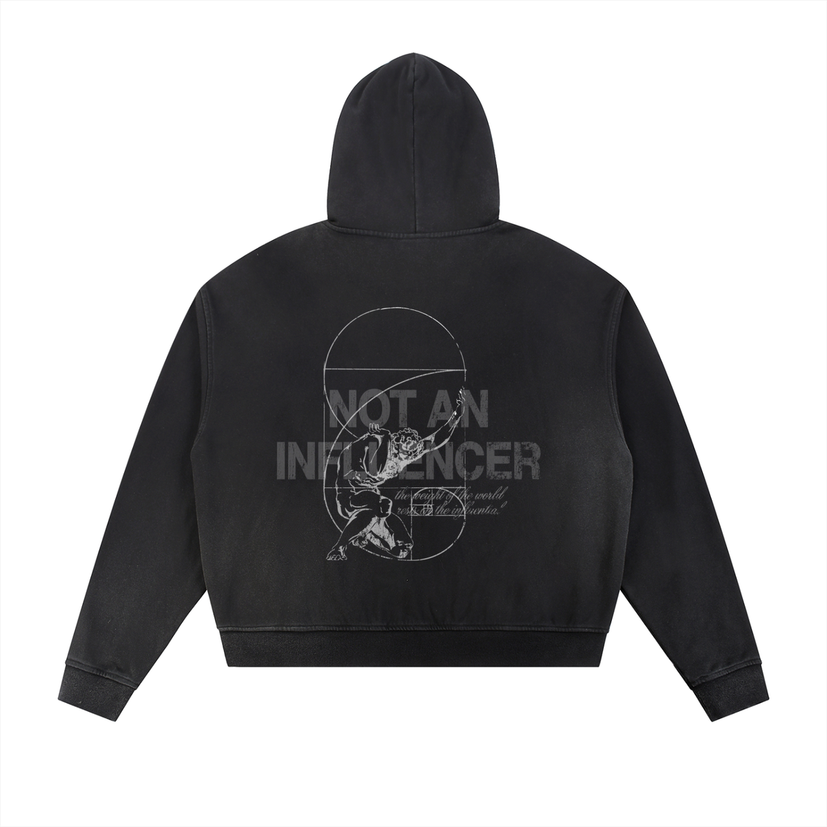 The Weight of the World Distressed Black Zip Up Hoodie