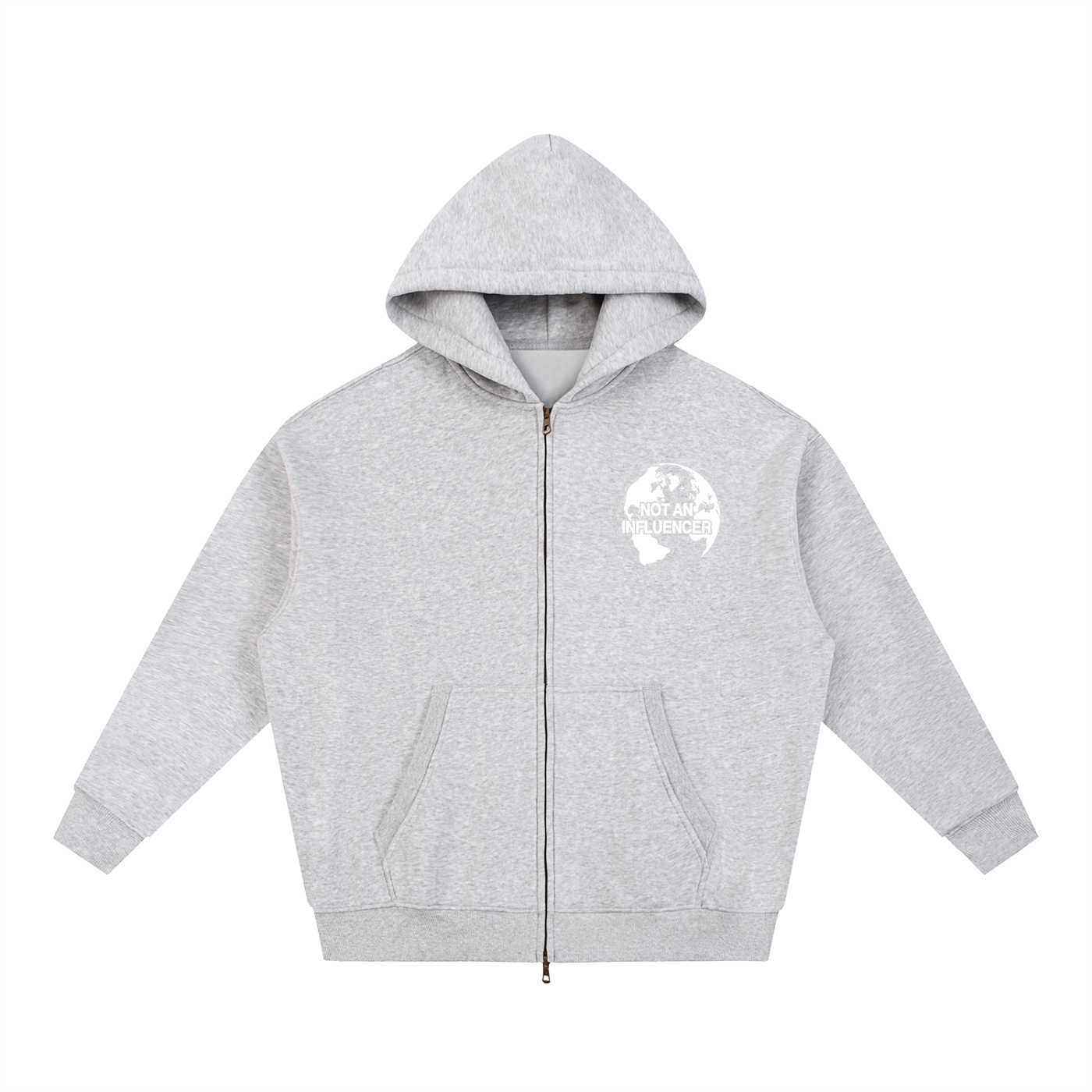 Heather Grey Worldwide Zip Up Hoodie