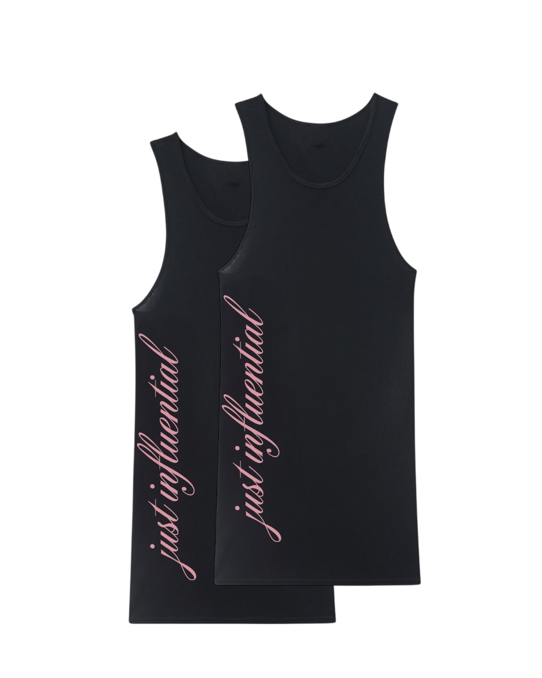 2-Pack "just influential" Black Ribbed Tank Top - with White or Pink