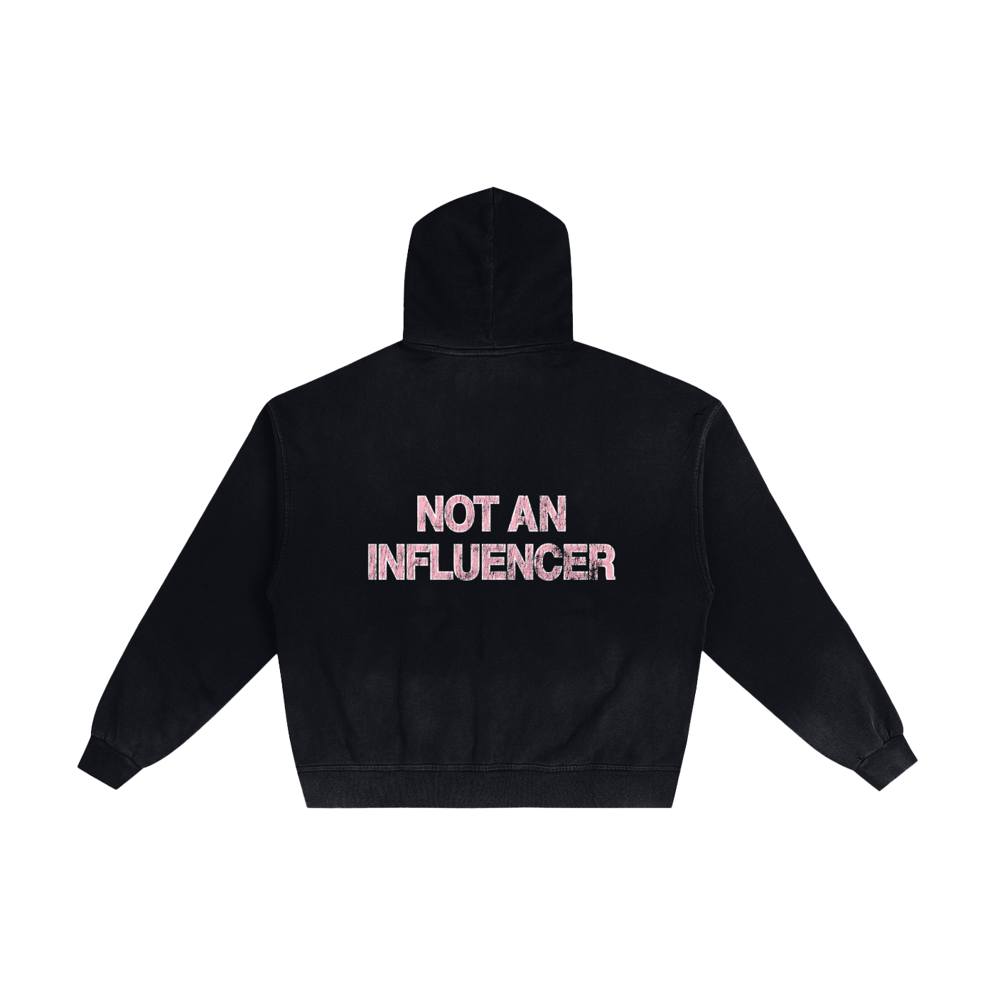 Trademark Distressed and Sunfaded Black and Pink Zip Up Hoodie