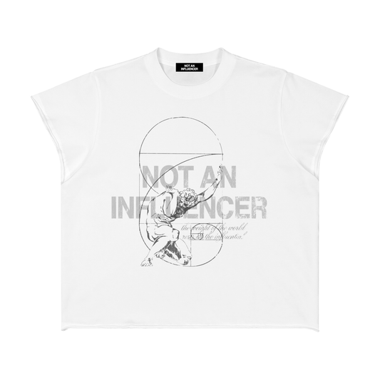 The Weight of the World Raw Edge White Tee