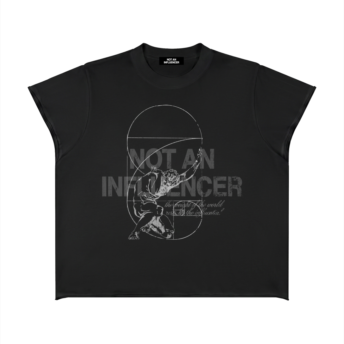 The Weight of the World Raw Edge Black Tee