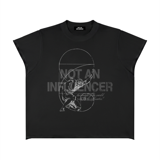 The Weight of the World Raw Edge Black Tee