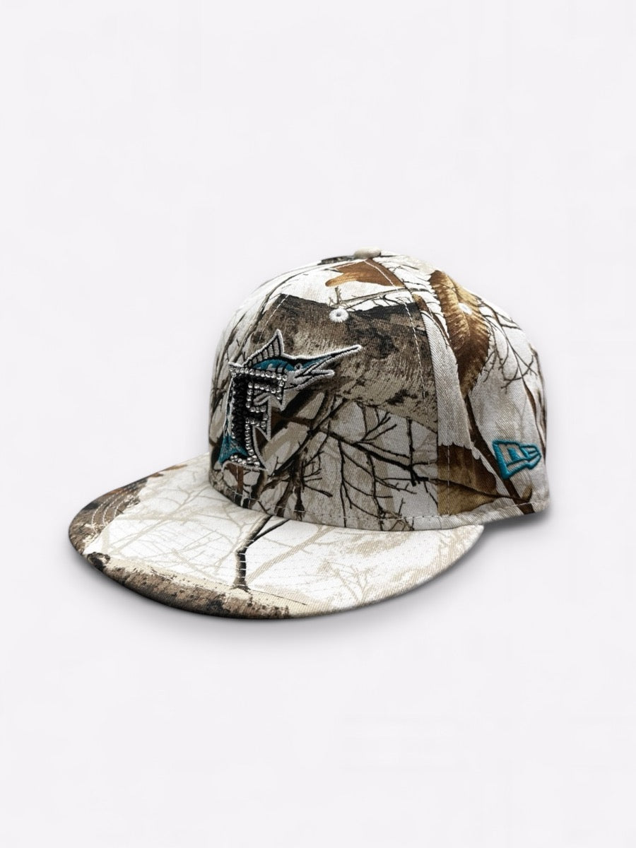 White Realtree Camo Marlins Fitted Hat