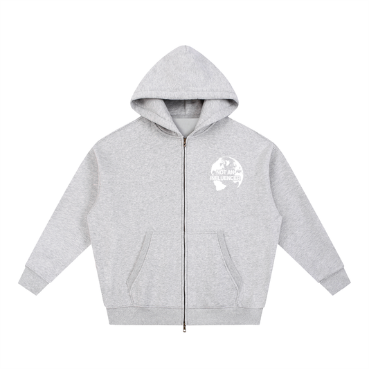 Heather Grey Worldwide Zip Up Hoodie