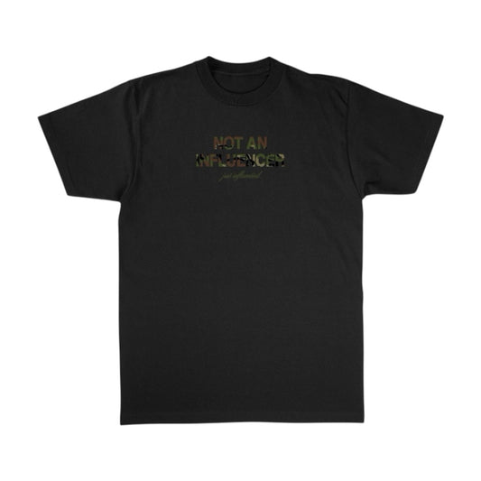 Green Camo Logo - Black Tee