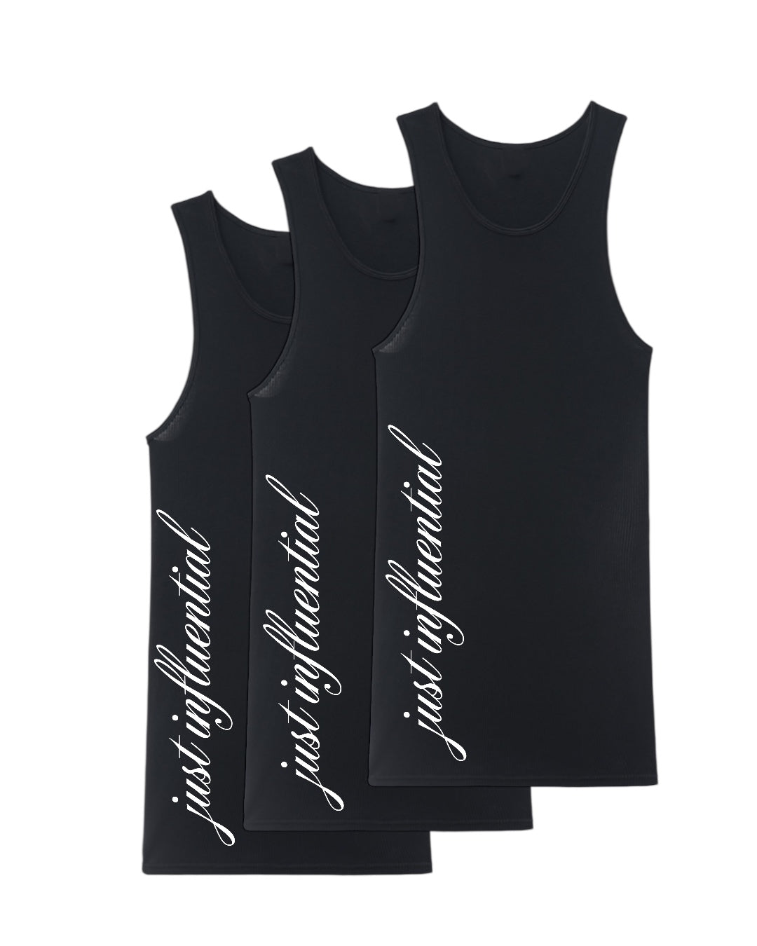 3-Pack "just influential" Black Ribbed Tank Top - with White or Pink