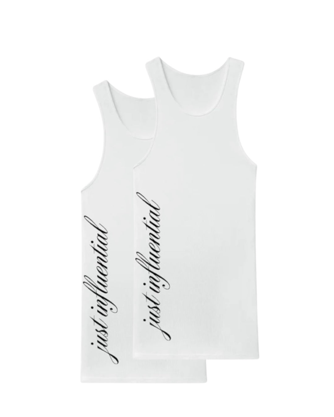2-Pack "just influential" White Ribbed Tank Top - with Black or Pink