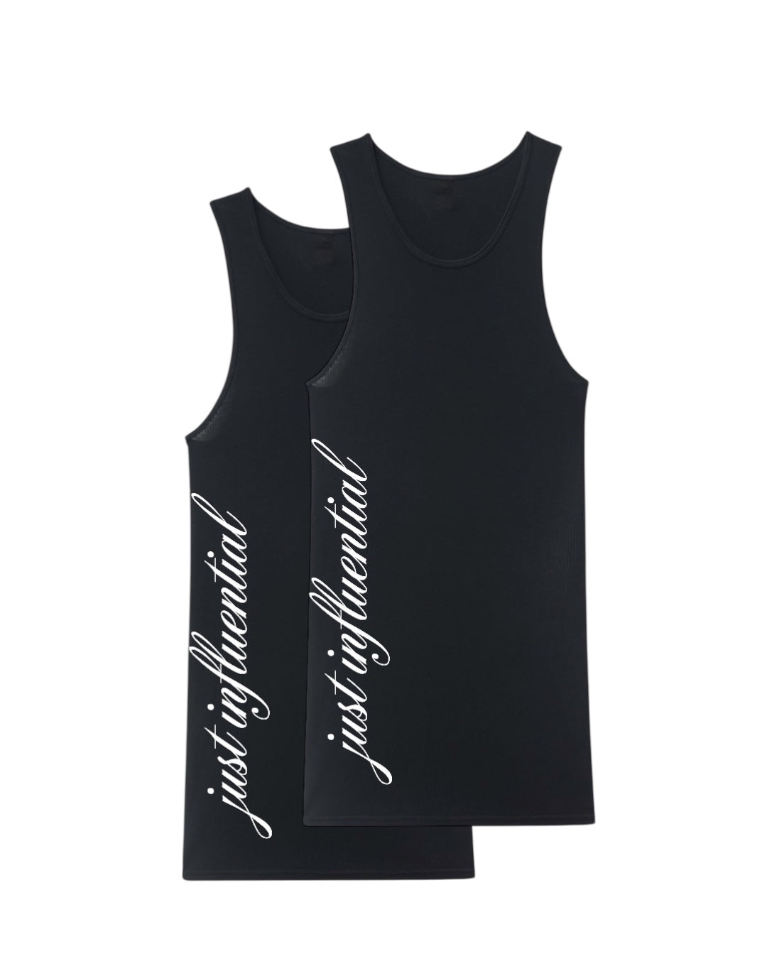 2-Pack "just influential" Black Ribbed Tank Top - with White or Pink