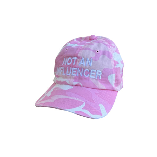 Not An Influencer Distressed Dad Hat - Pink Camo