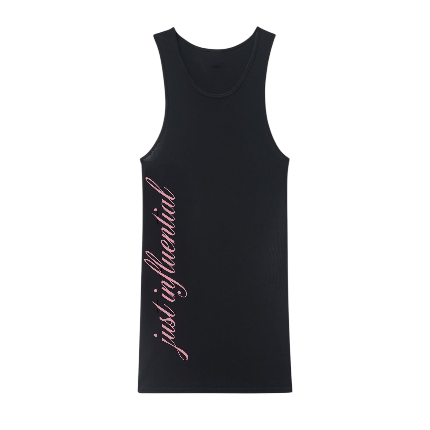 "just influential" Black Ribbed Tank Top - with White or Pink