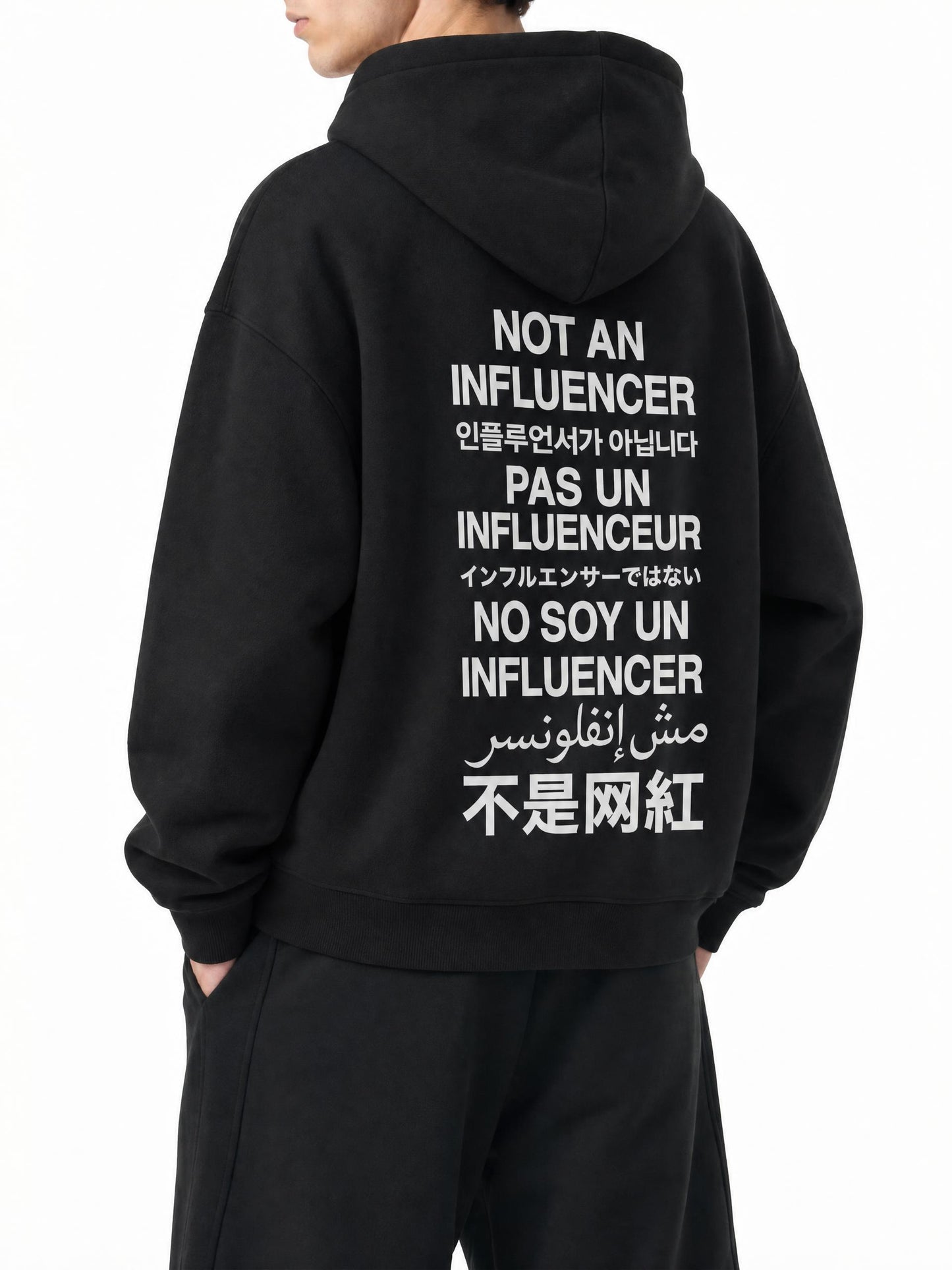 Black Worldwide Zip Up Hoodie