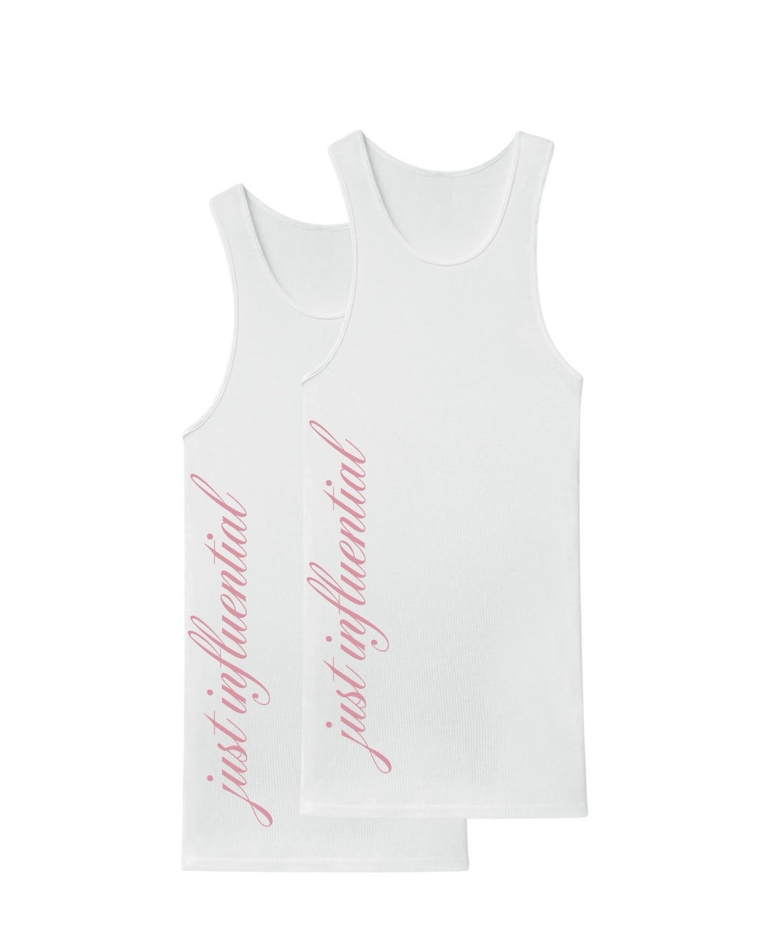 2-Pack "just influential" White Ribbed Tank Top - with Black or Pink