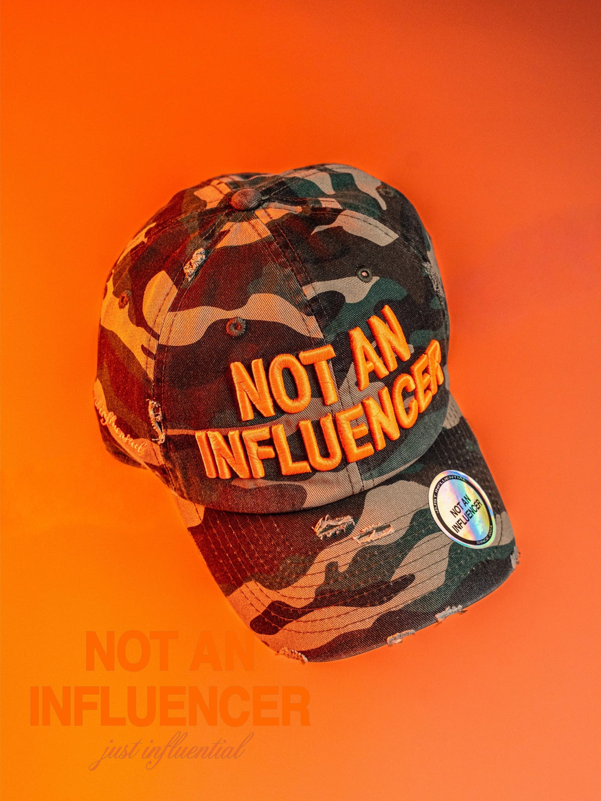 Statement Dad Hat - Army Camo and Orange
