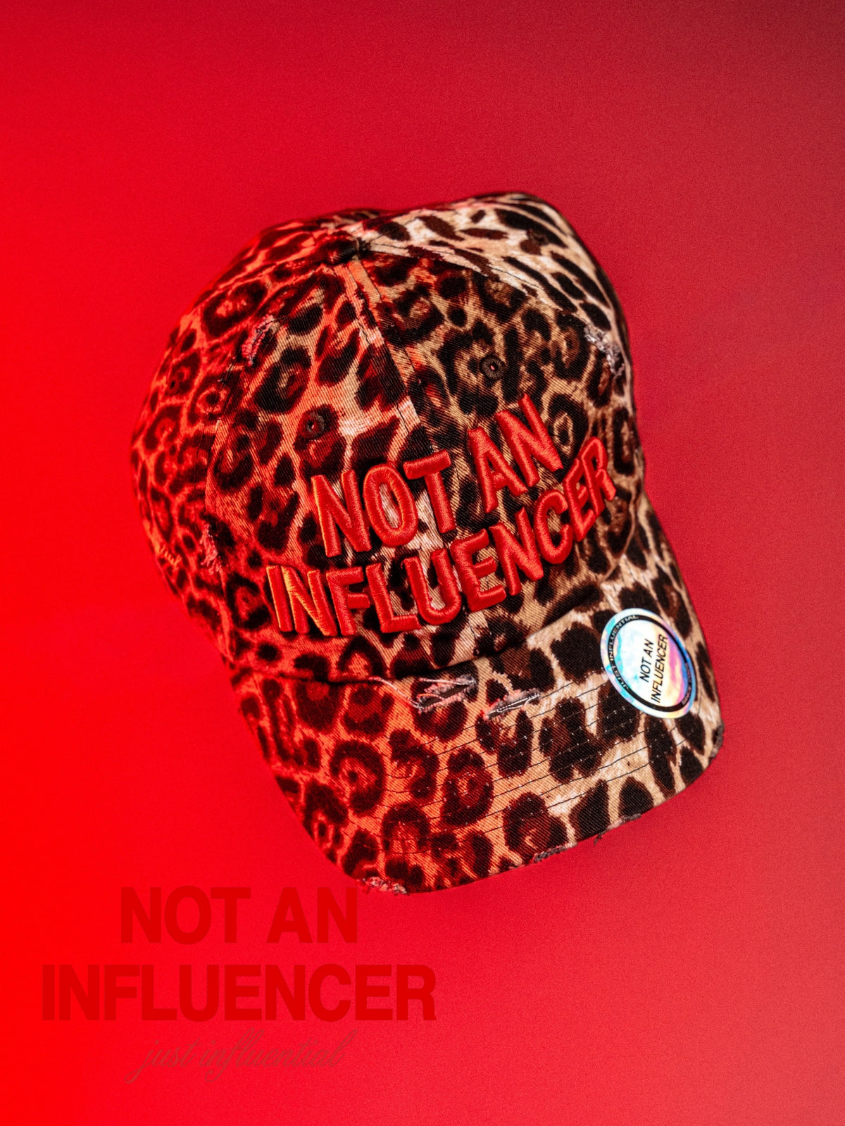 Statement Dad Hat - Cheetah/Leopard and Red