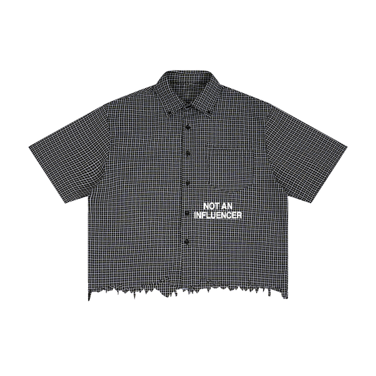 Distressed Plaid Boxy Shirt
